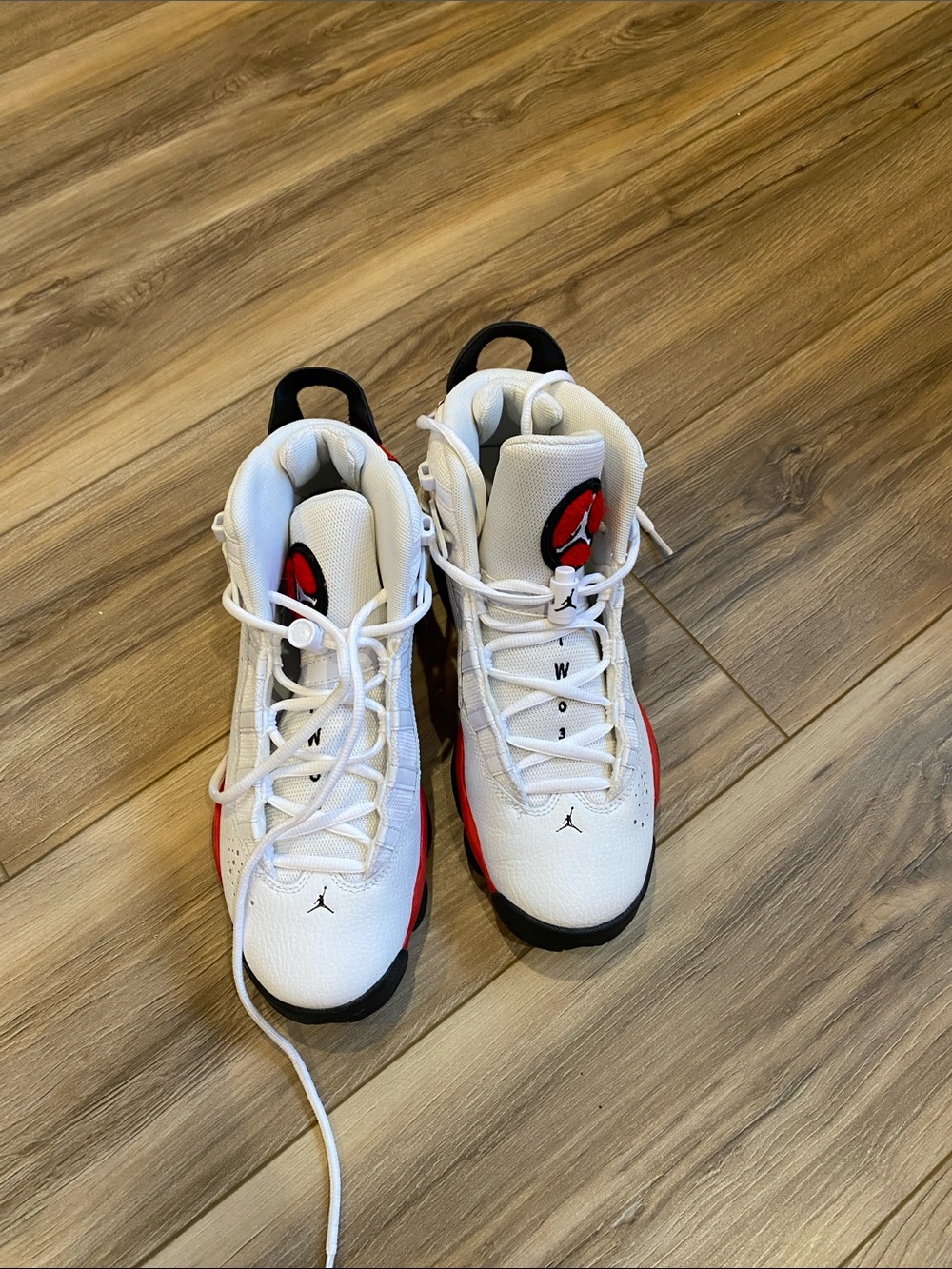 Jordan Kids White, Red & Black Basketball Sneakers